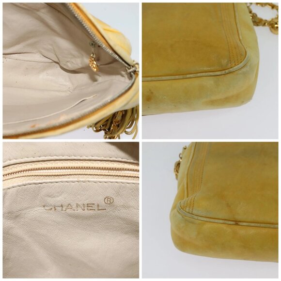 CHANEL Chain Shoulder Bag Lamb Skin Yellow Gold CC - Picture 11 of 15